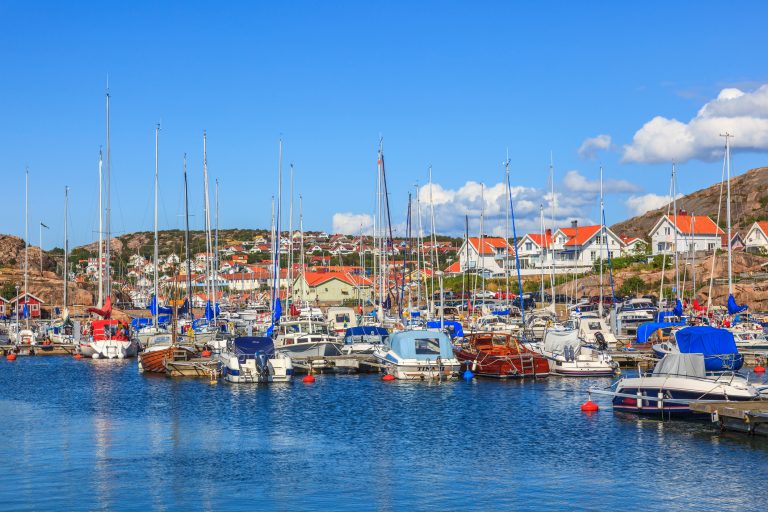 view-of-a-marina-and-boats-in-grebbestad-village-on-the-swedish-west-coast-2